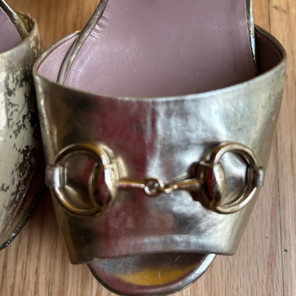 Sz 40 Gucci Gold Platform Shoes Gold - Picture 3 of 8